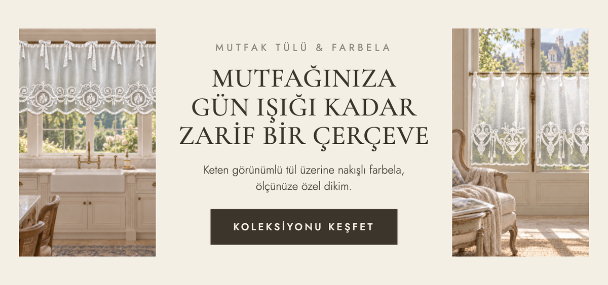 Mutfak tülü ve farbela — Mutfağınıza gün ışığı kadar zarif bir çerçeve
