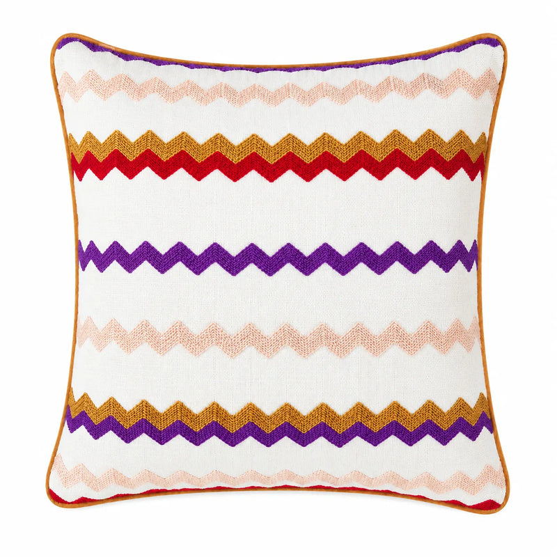 ZigZag Nakışlı Somon Renkli Kırlent Kılıf