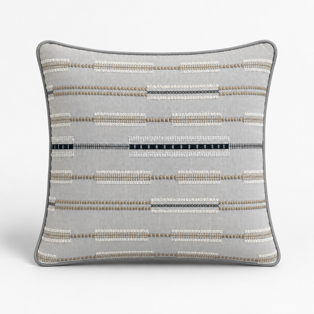 Ritim gri nakışlı kırlent kılıfı 45 × 45 cm