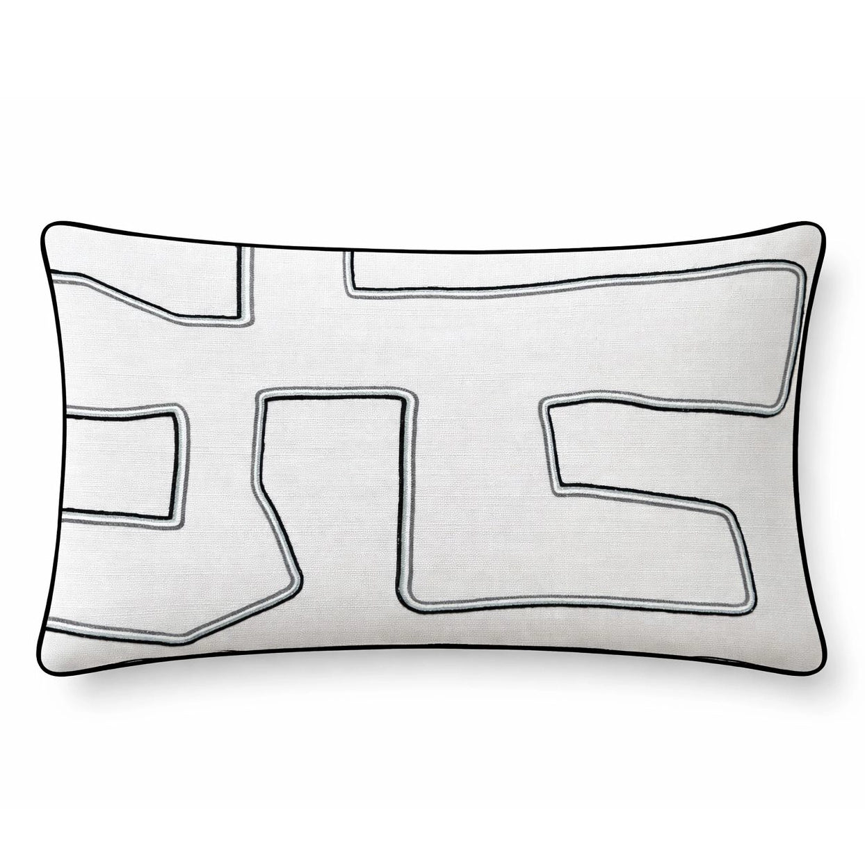 Contour Ekru Gri Nakışlı Kırlent Kılıfı