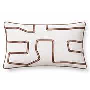 Contour Ekru Kahve Nakışlı Kırlent Kılıfı