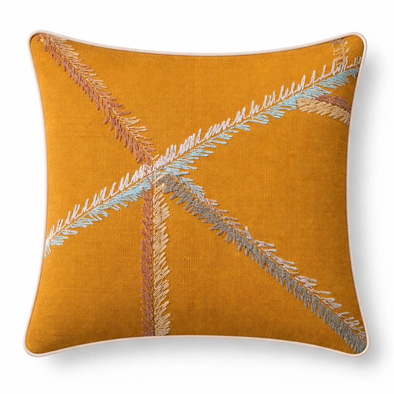 Leaf Dimora Tarçın Nakışlı Kırlent Kılıfı