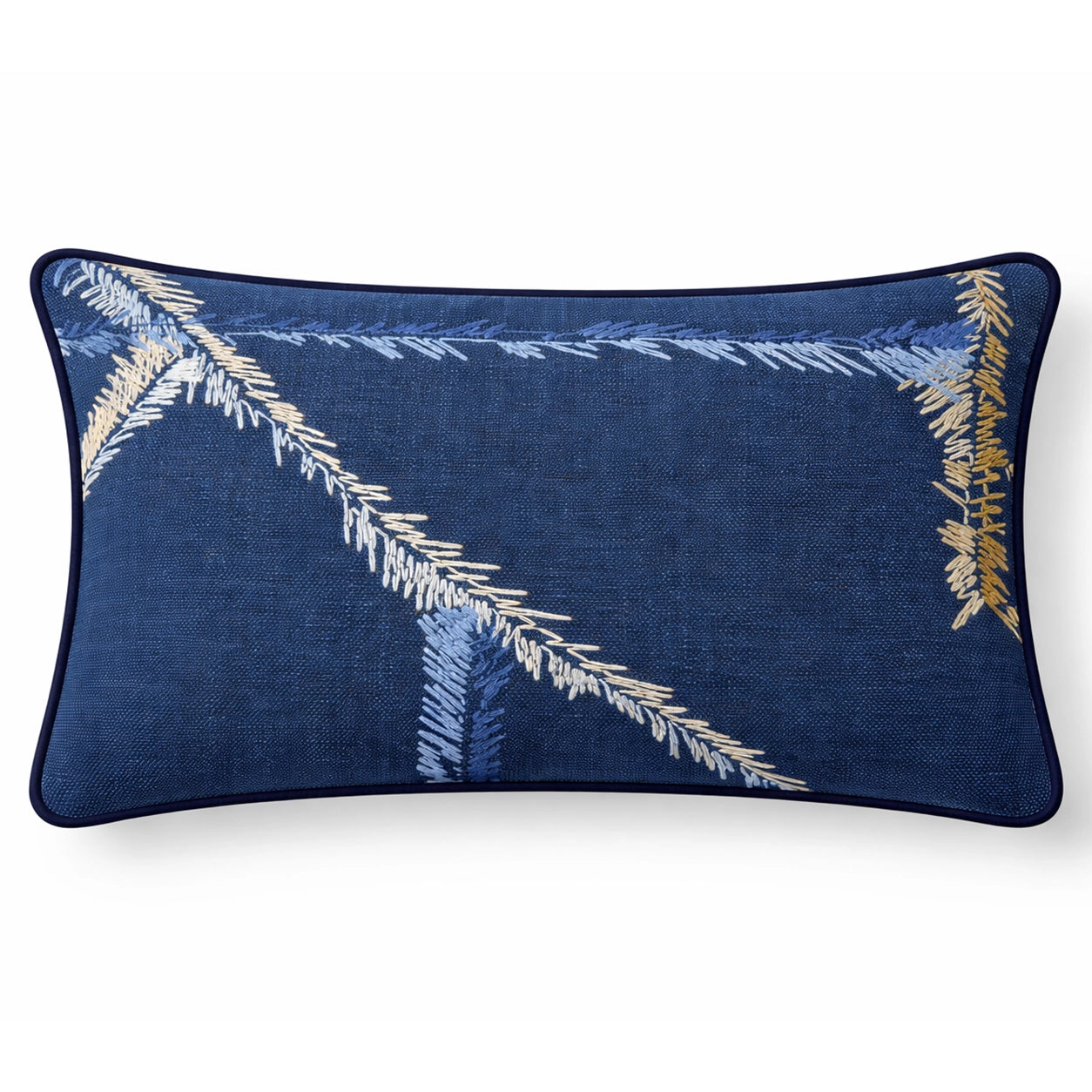 Leaf Dimora Lacivert Nakışlı Kırlent Kılıfı