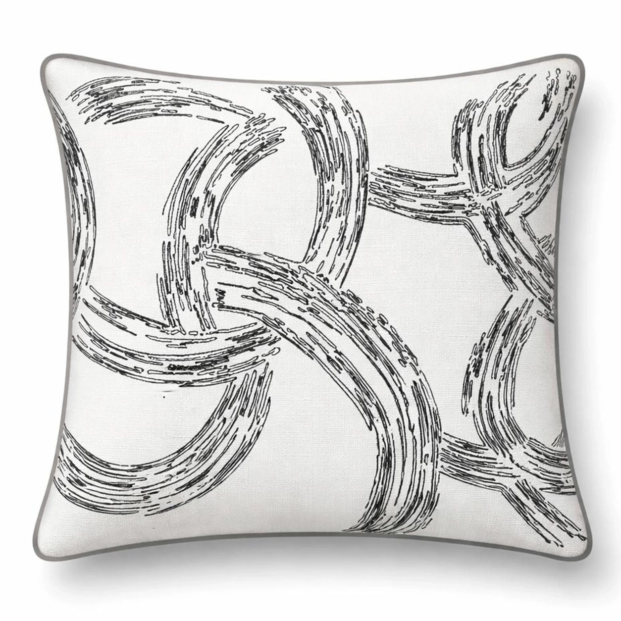 Sketch Ekru Siyah Nakışlı Kırlent Kılıfı