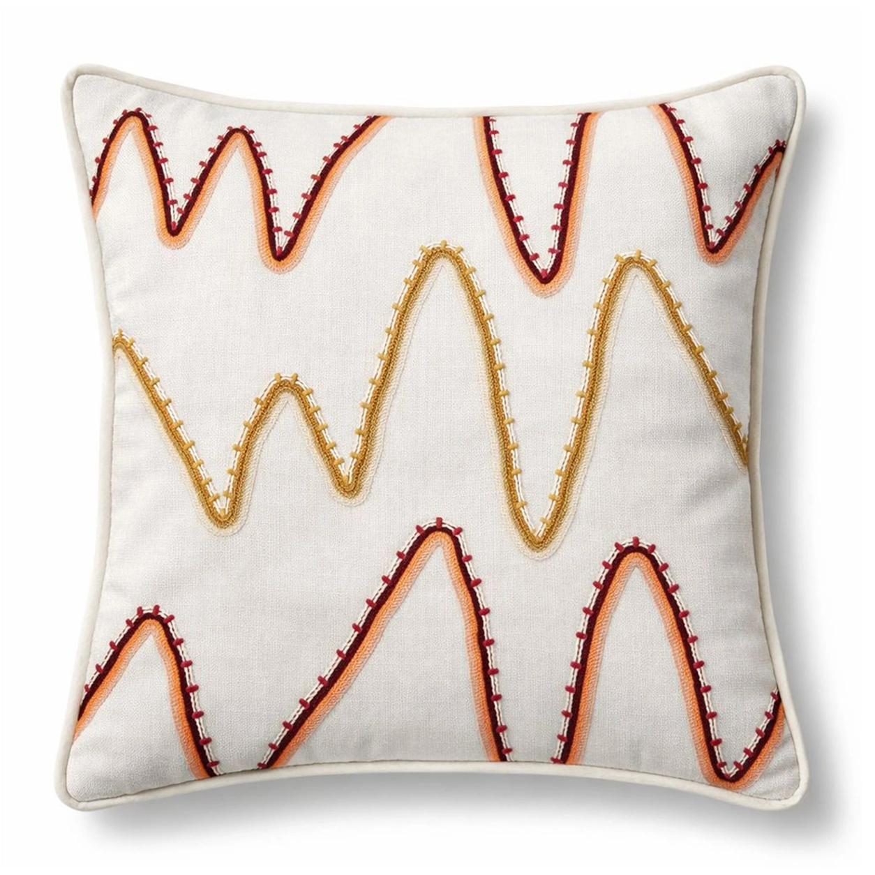 Amber Zig Ekru Bordo Nakışlı Kırlent Kılıfı