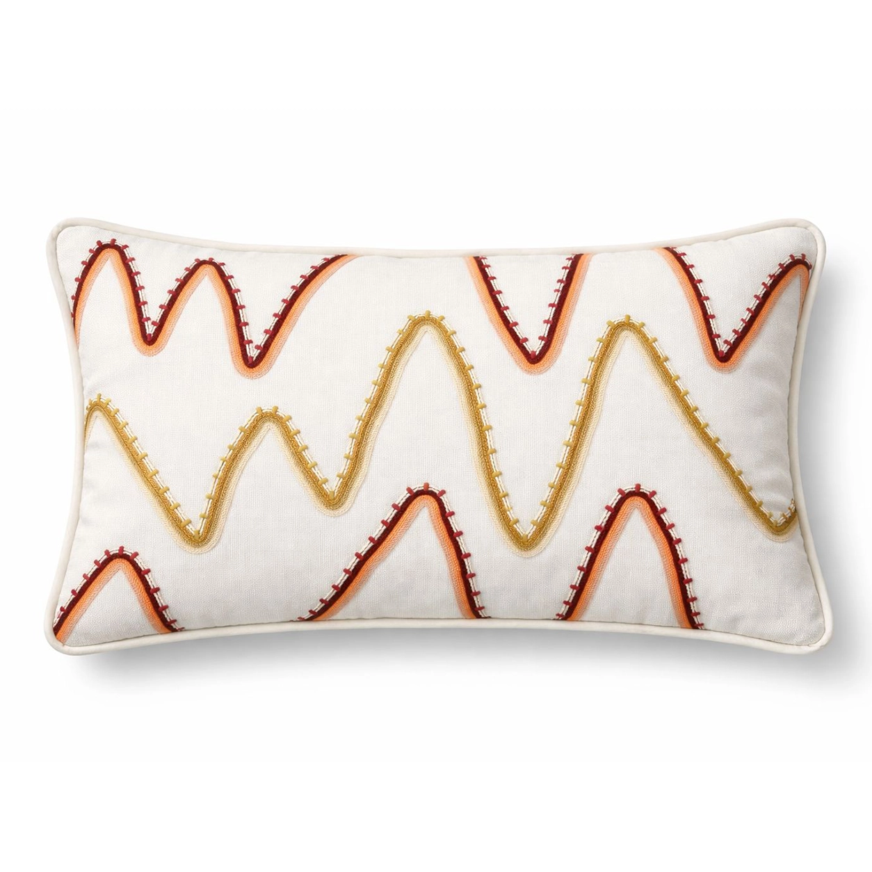 Amber Zig Ekru Bordo Nakışlı Kırlent Kılıfı