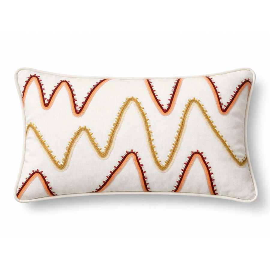 Amber zigzag ekru bordo nakışlı kırlent