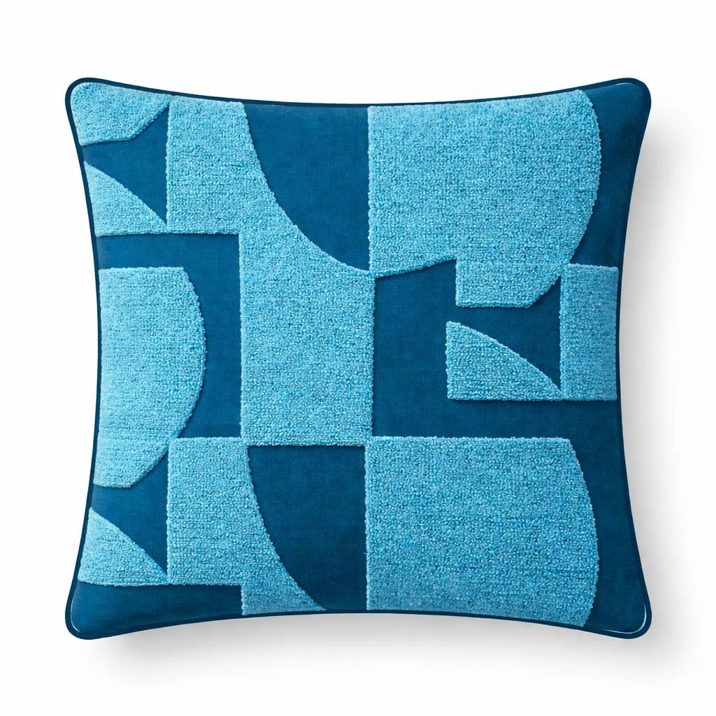 Art Petrol Mavi Punch Nakışlı Kırlent Kılıfı