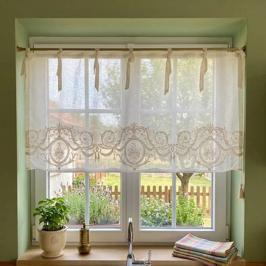 Celeste Nakışlı Mutfak Perdesi