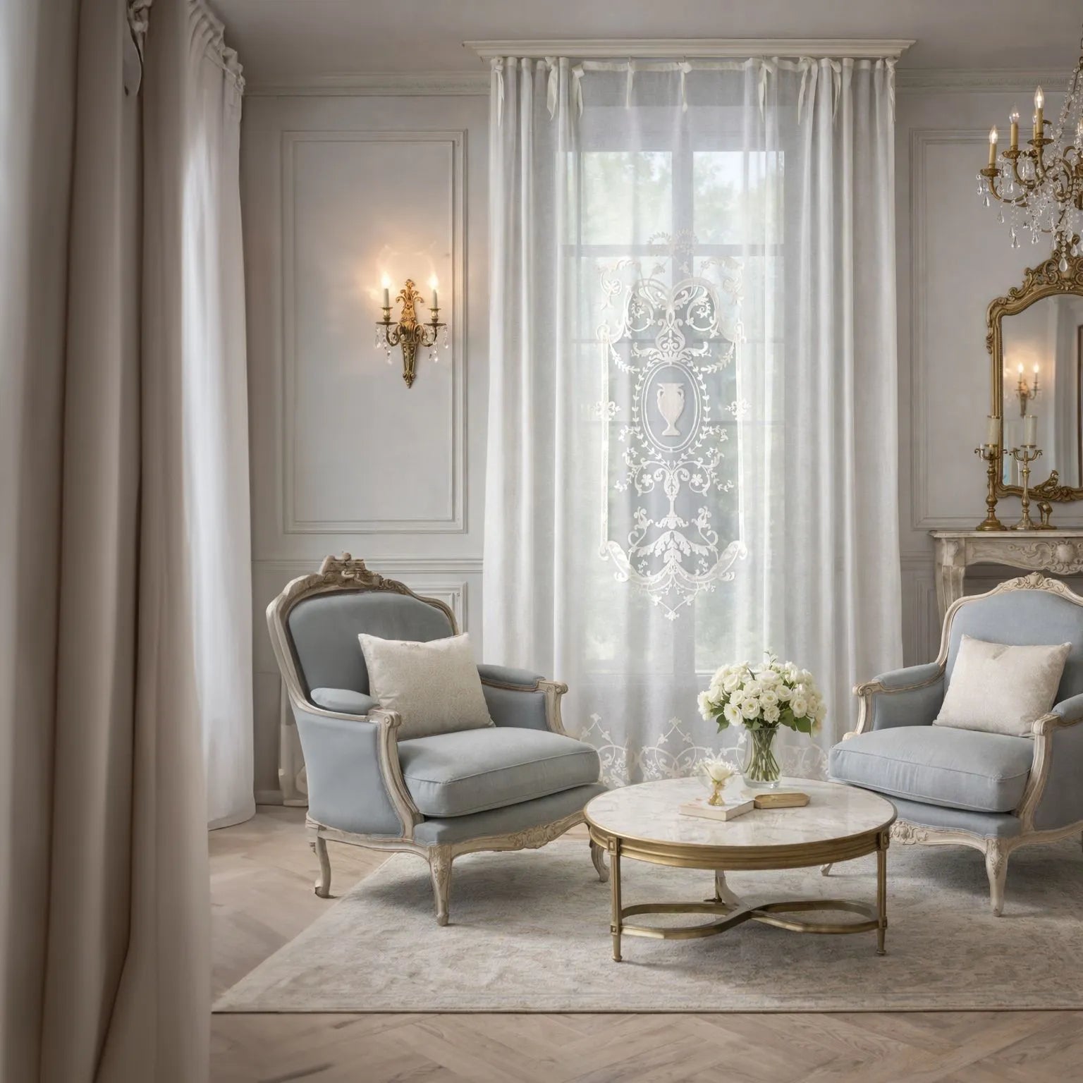 Château Nakışlı Tül Perde