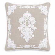 Damask Ekru Şönil Nakışlı Kırlent Kılıfı