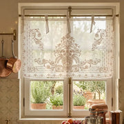 Vase Bej Nakışlı Farbela Mutfak Perdesi