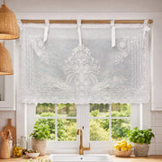 Vase Ekru Nakışlı Farbela Mutfak Perdesi