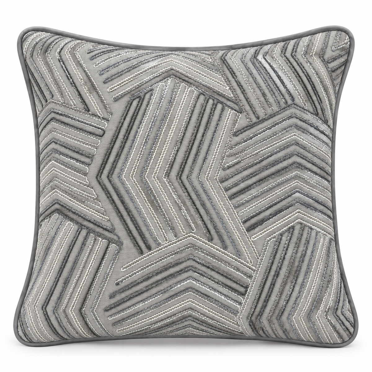 Texture Gri Nakışlı Kırlent Kılıfı