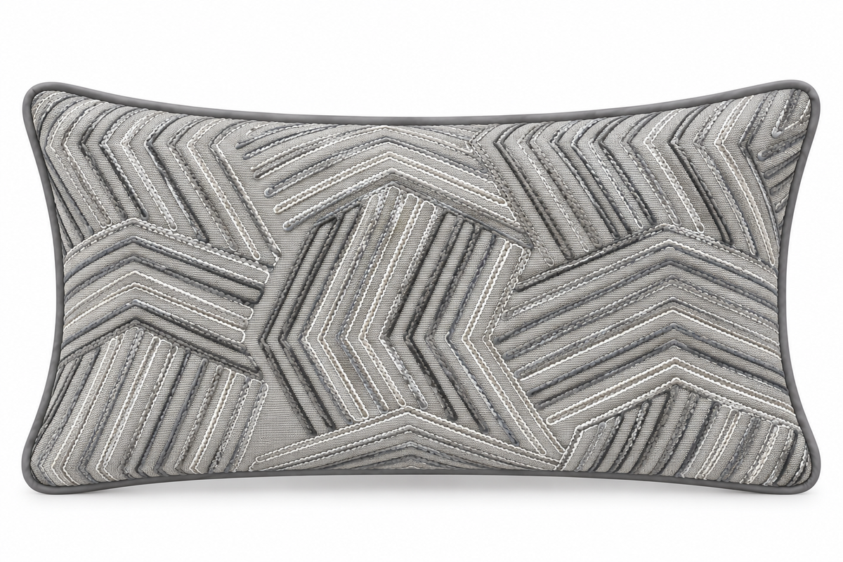 Texture Gri Nakışlı 3'lü Kırlent Seti