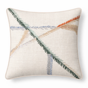 Leaf Dimora Ekru Mavi Nakışlı Kırlent Kılıfı