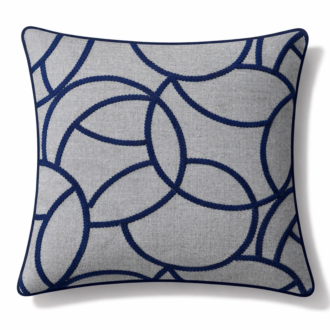 Orbit Gri Lacivert Nakışlı Kırlent Kılıfı