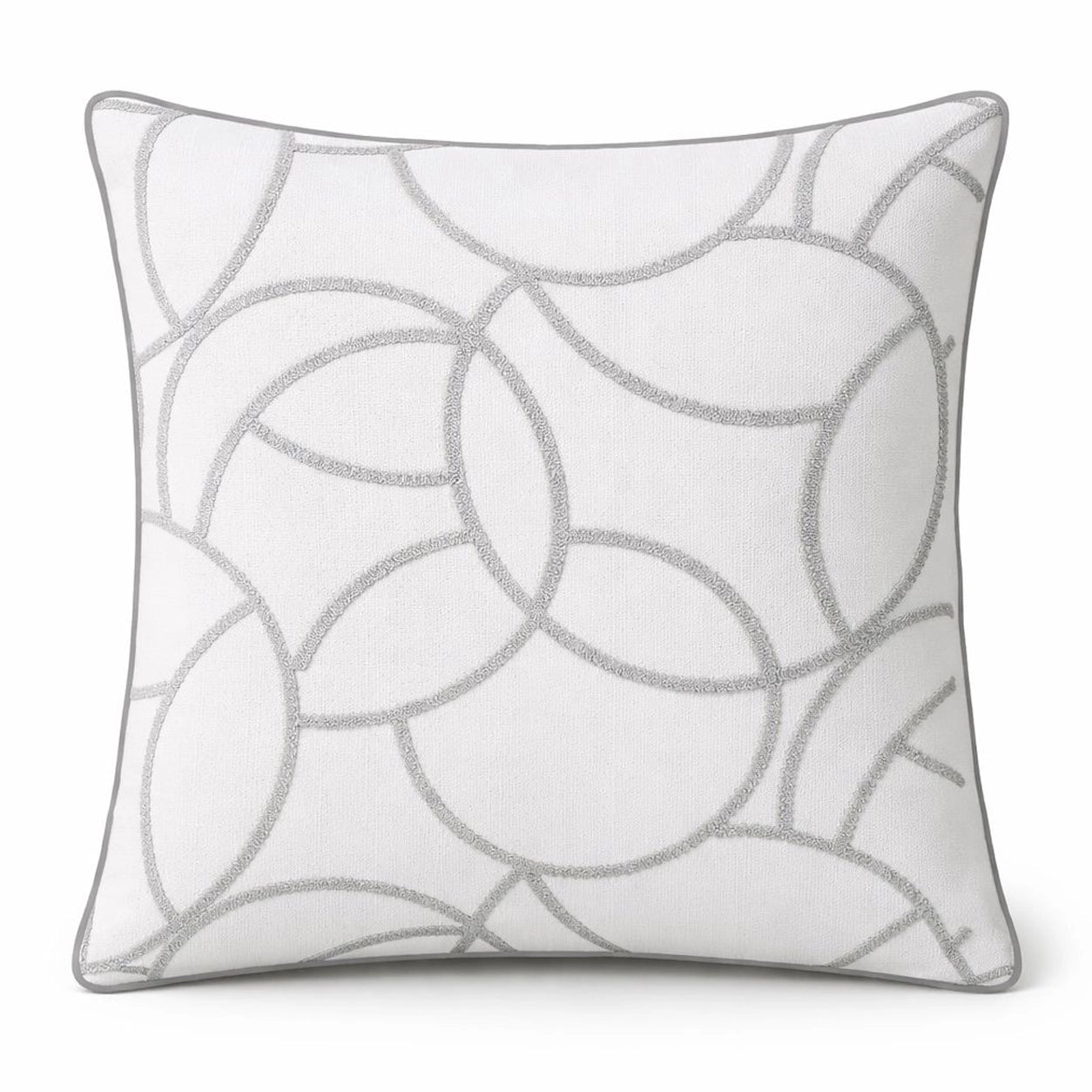 Orbit Ekru Gri Nakışlı Kırlent Kılıfı