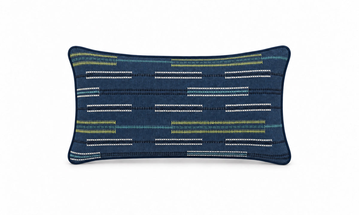 Ritim Lacivert Nakışlı Kırlent Kılıfı 30x50 cm
