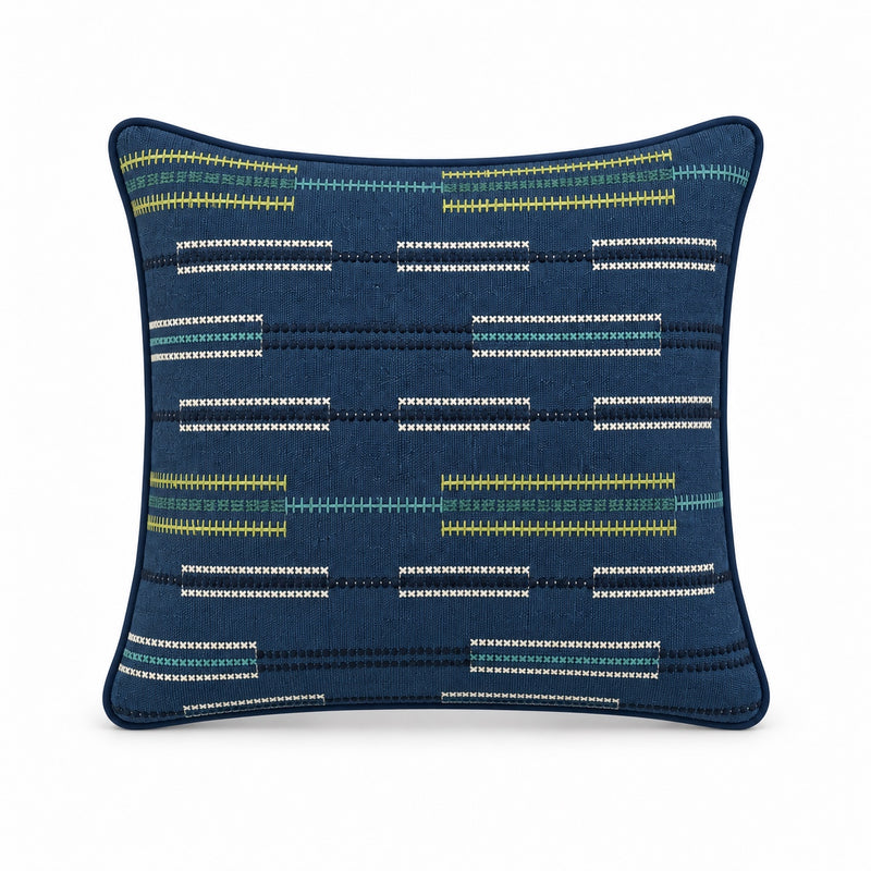 Ritim Lacivert Nakışlı Kırlent Kılıfı 45x45 cm
