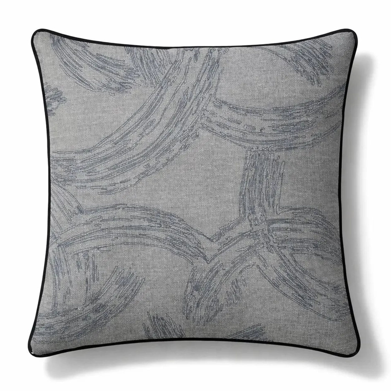 Sketch Gri Siyah Nakışlı Kırlent Kılıfı