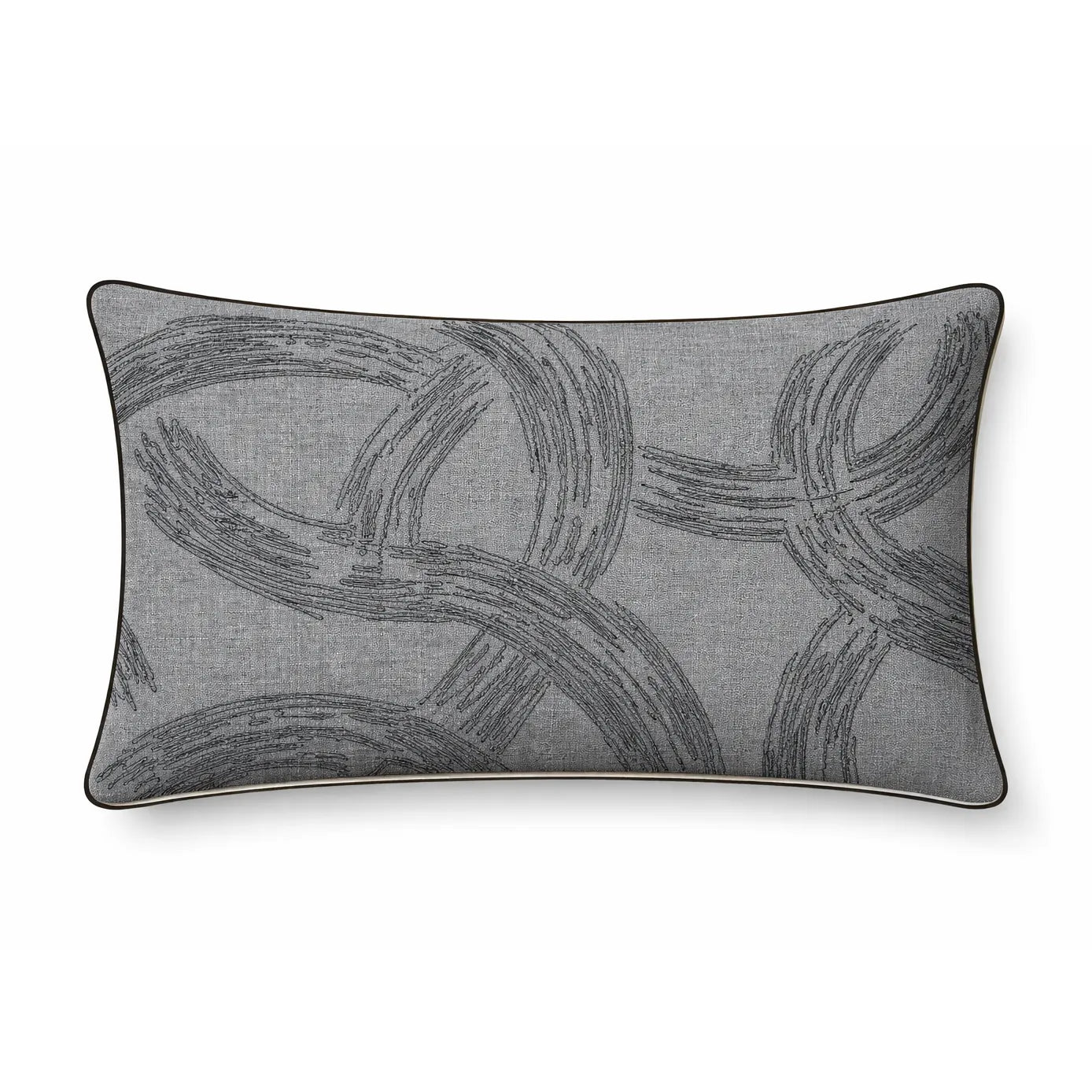 Sketch Gri Siyah Nakışlı Kırlent Kılıfı