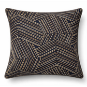 Texture Lacivert Kahve Nakışlı Kırlent Kılıfı