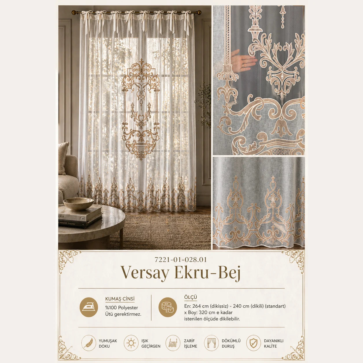 Versay Nakışlı Tül Perde