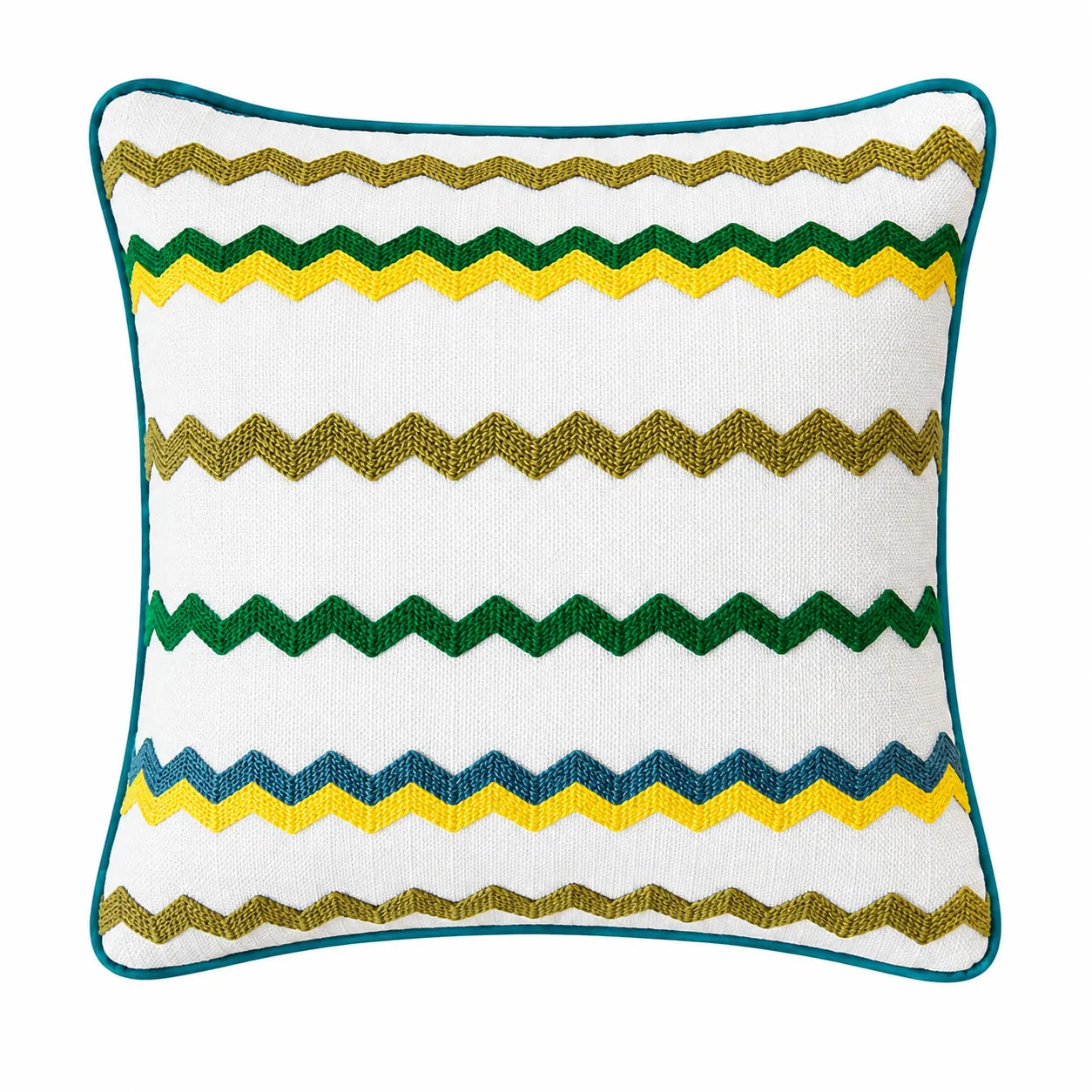 ZigZag Nakışlı Sarı Renkli Kırlent Kılıfı