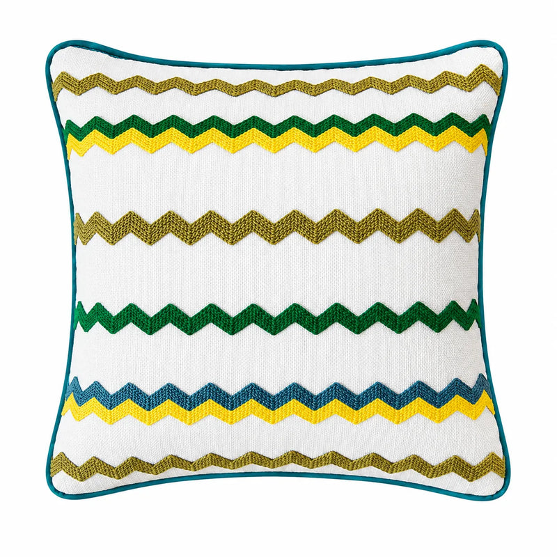 ZigZag Nakışlı Sarı Renkli Kırlent Kılıfı