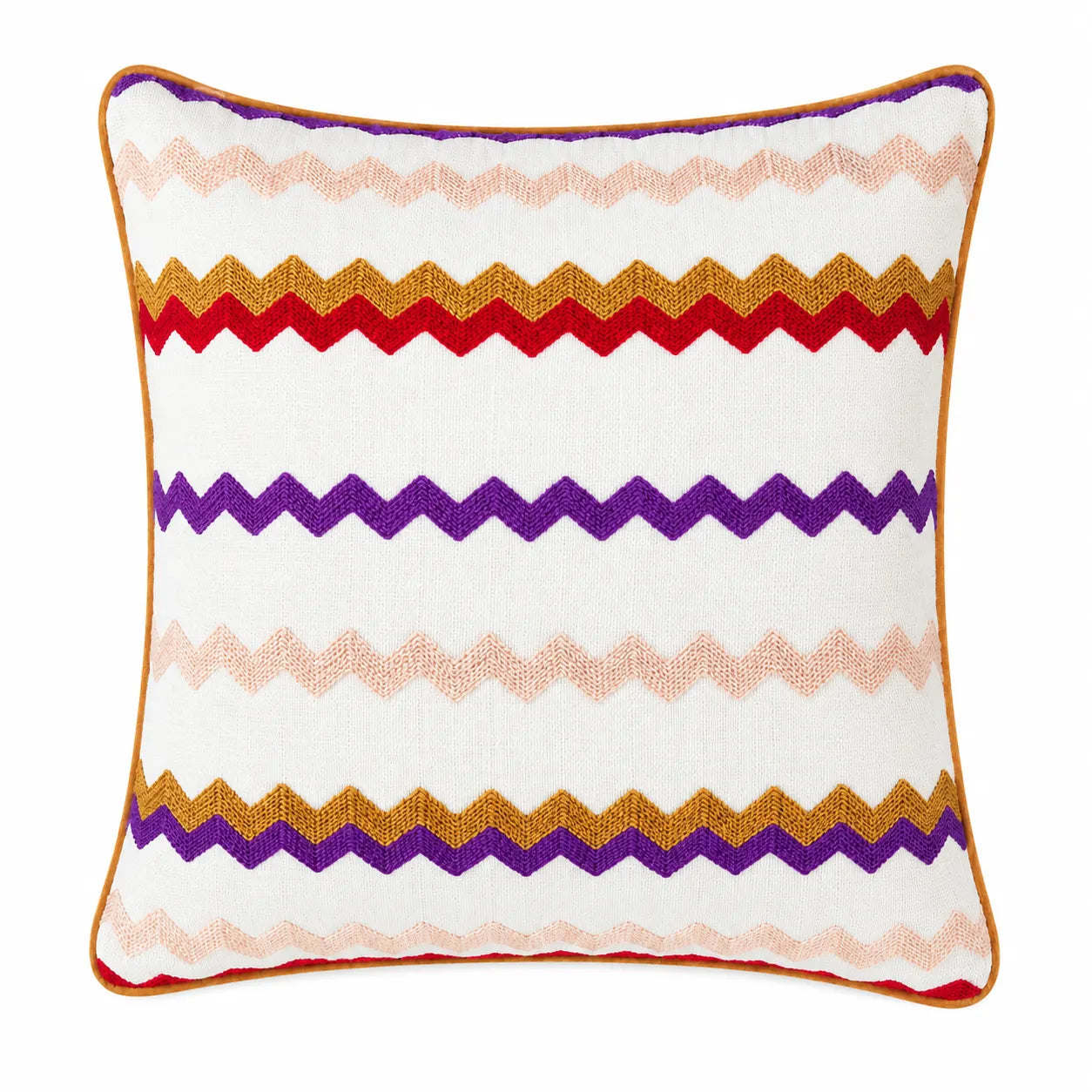 ZigZag Nakışlı Somon Renkli Kırlent Kılıf